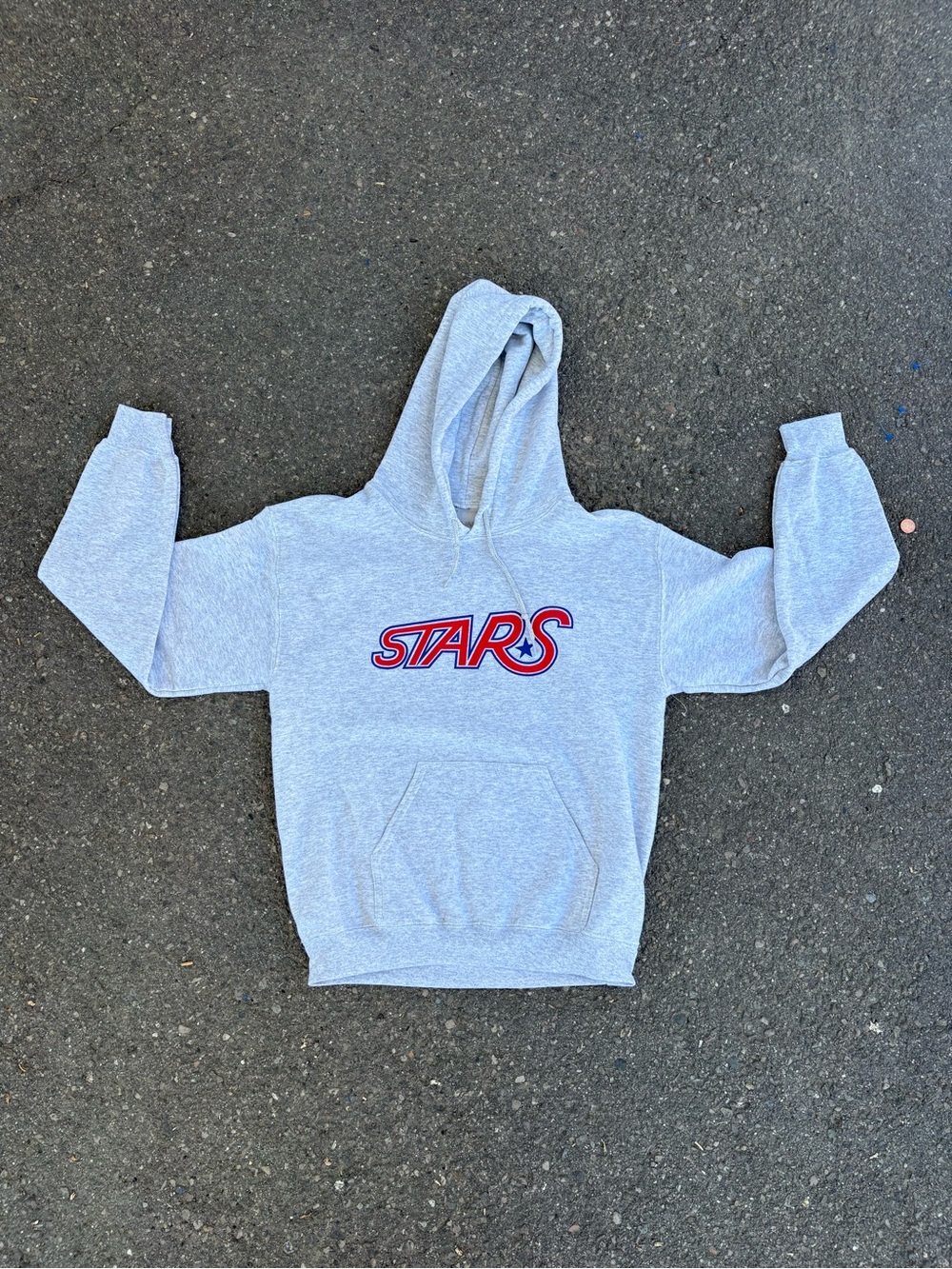 stars Gray Pullover Hoodie with Logo